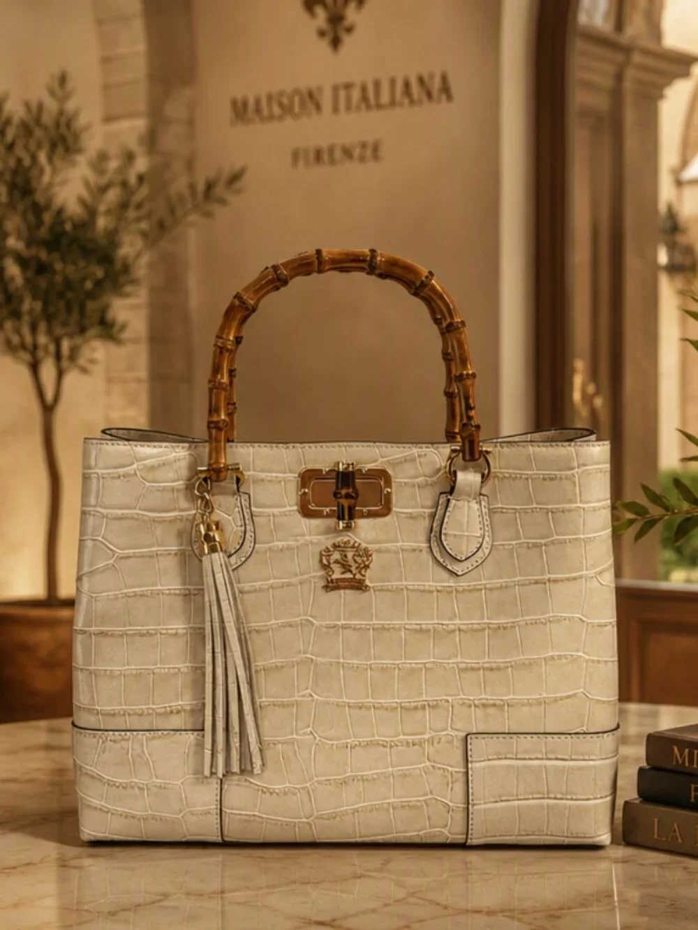 Pratesi Sarteano Croc Embossed Leather Bag